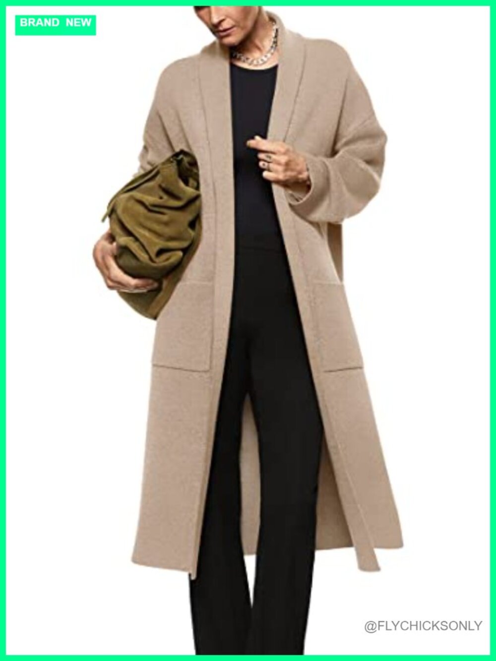 Womens Oversized Open Front Long Sleeve Cardigan Sweater Maxi Coat